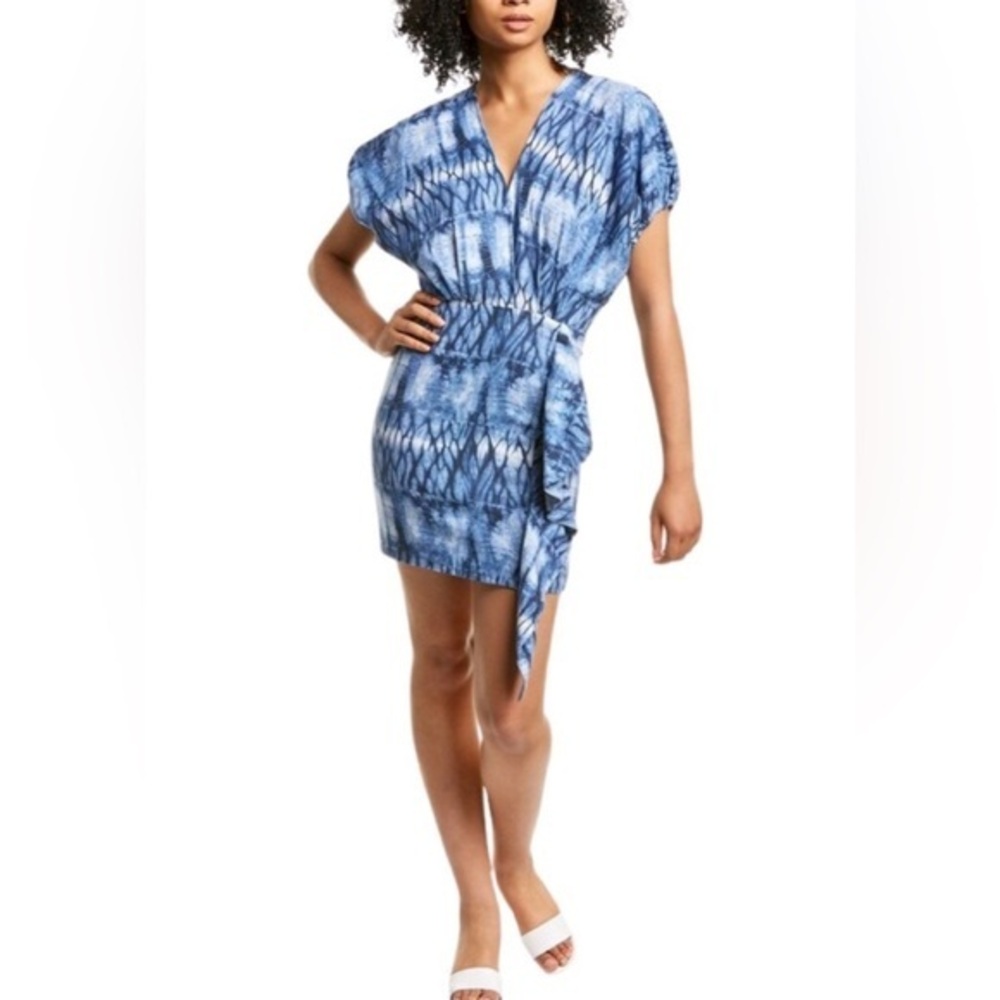 Ronny Kobo Size M • Zoey Blue Tie Dye Linen Blend Dress.